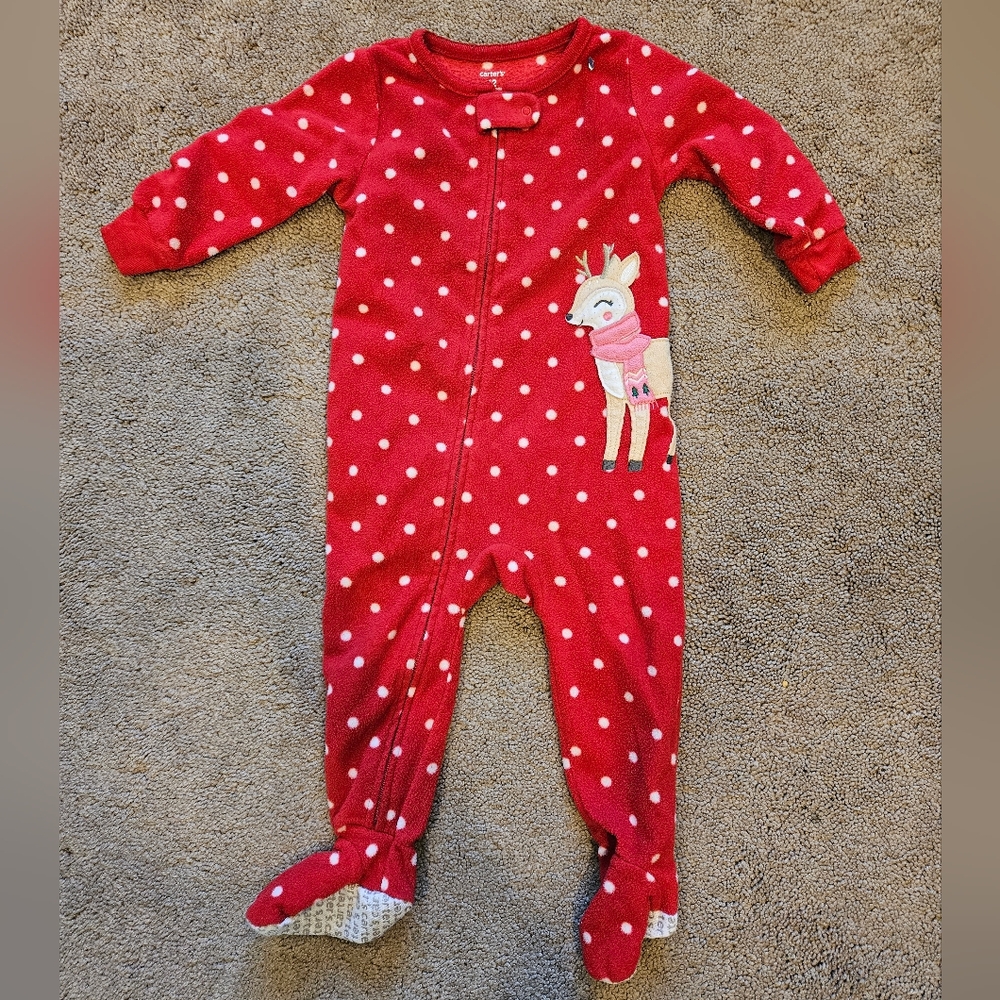 Carter's girls' Christmas fleece footed pajamas